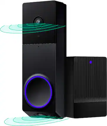 Front. Wyze - Duo Cam Video Doorbell, 2 Cameras, Wired/Battery Operated, 2k Security Camera, 2-Way Audio, Chime Included - Black.