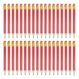 Unique Bargains - 36pcs HB Pencils, 4inch Short Thick Golf Pencils Pre-Sharpened w/ Eraser Bulk for Sport, Games, Meeting, Office, Writing - Red