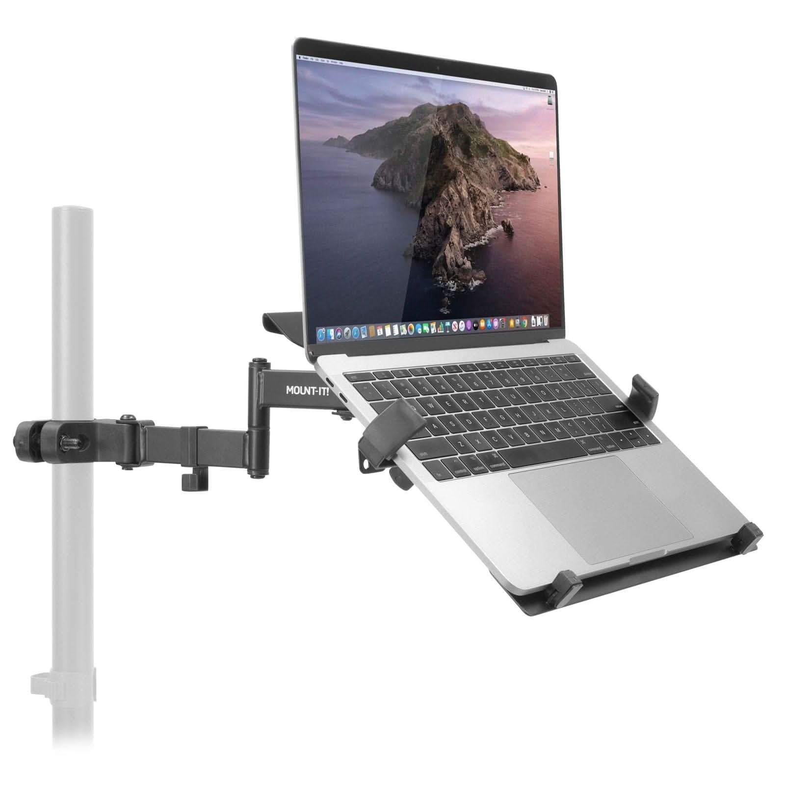 Front. Mount-It! - Universal Laptop Pole Mount Tray with Tilt, Swivel & Rotation – Fits Most Laptops Up to 15.6″ - Black.