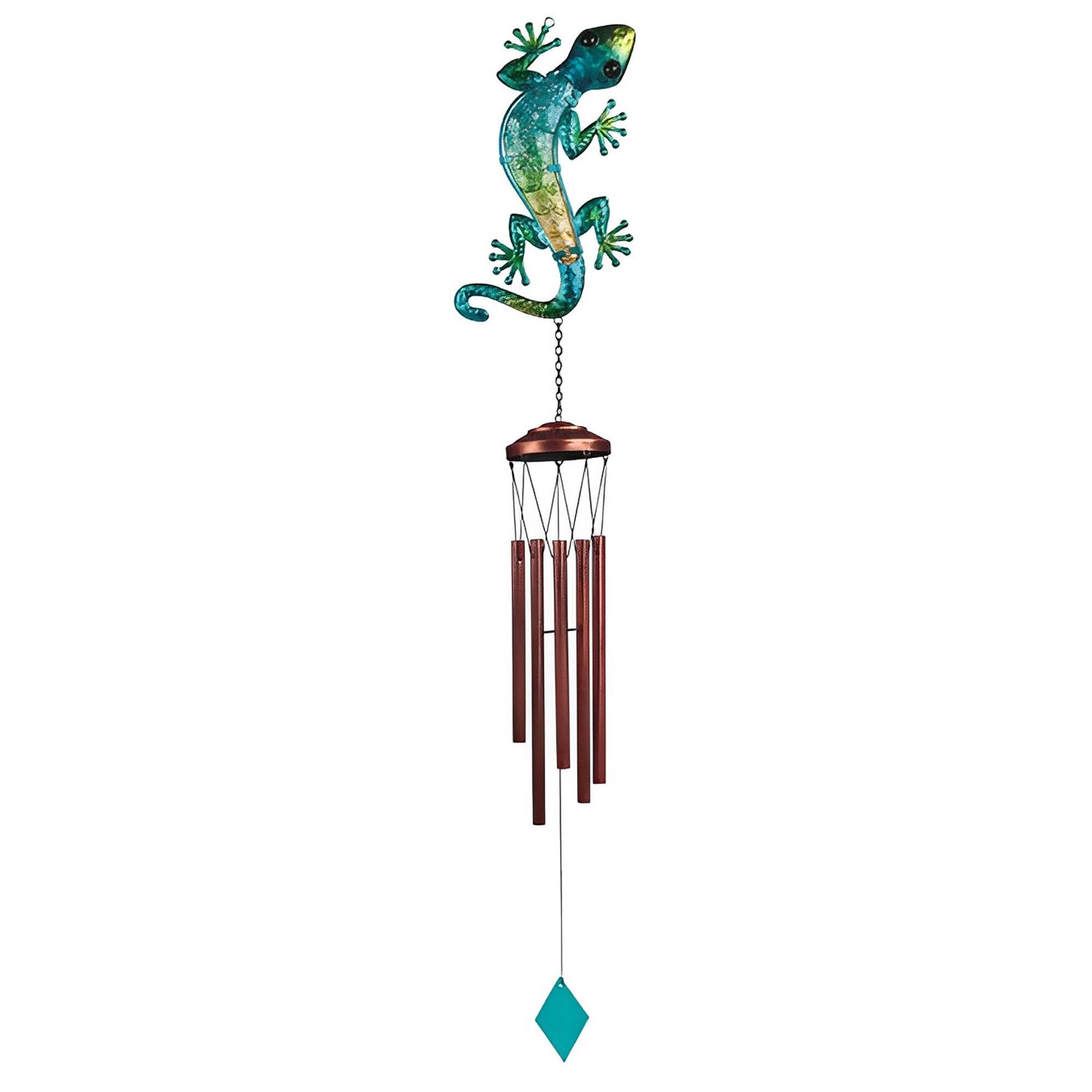 FC Design - 40" Long Green Lizard Wind Chime Outdoor Patio or Garden Hanging Decoration - Multi-Color