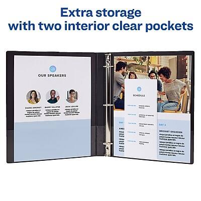Extra storage with two interior clear pockets

OUR SPEAKERS
- [Name] [Title]
- [Name] [Title]
- [Name] [Title]

SCHEDULE
DAY 1
- [Event] [Time]
- [Event] [Time]

DAY 2
- [Event] [Time]
- [Event] [Time]

BROUGHT TO YOU BY
[Company Name]