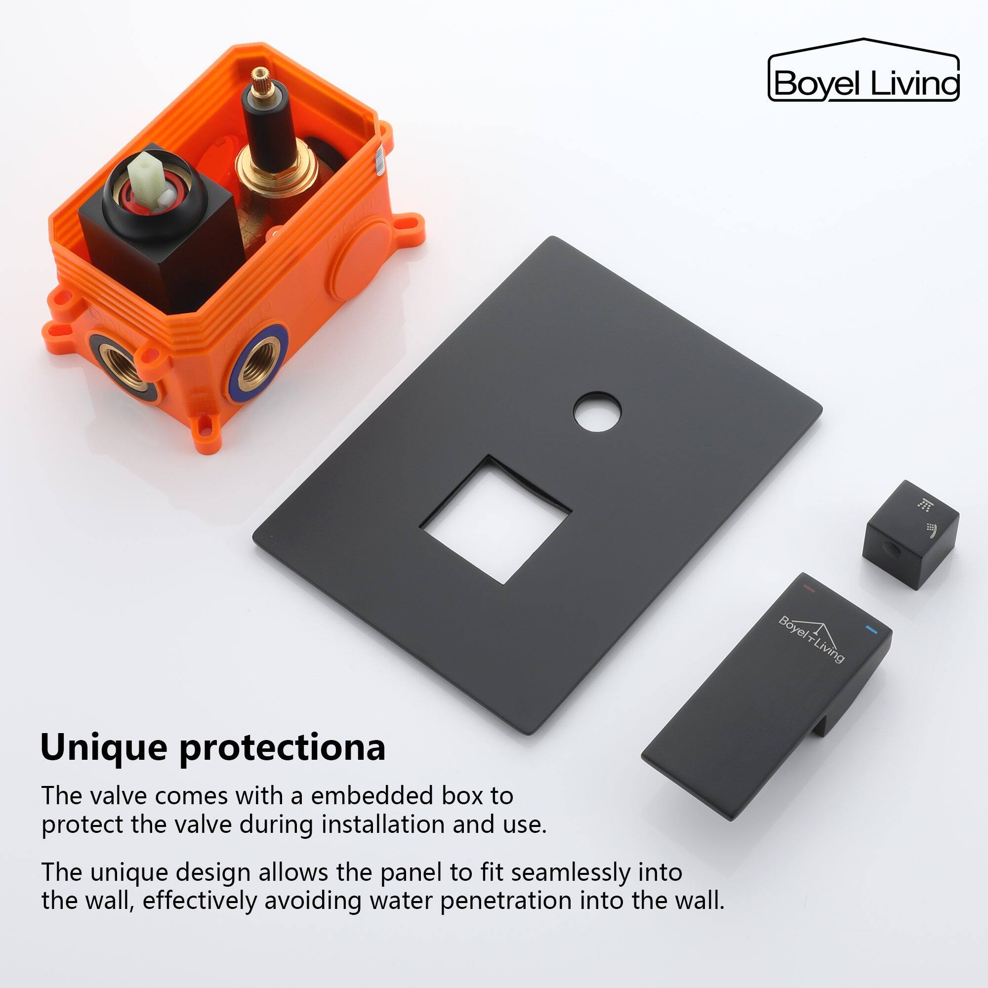 Boyel Living

Unique protection

The valve comes with a embedded box to protect the valve during installation and use.
The unique design allows the panel to fit seamlessly into the wall, effectively avoiding water penetration into the wall.
