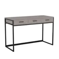 Martha Stewart - Ollie Gray 3 Drawer Home Office Desk with Oil Rubbed Bronze Metal Frame and Hardware - Gray Top/Oil Rubbed Bronze Frame - Front_Zoom
