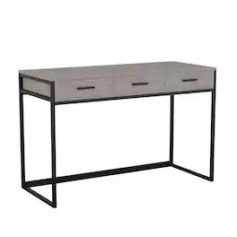 Martha Stewart - Ollie Gray 3 Drawer Home Office Desk - Gray Top/Oil Rubbed Bronze Frame
