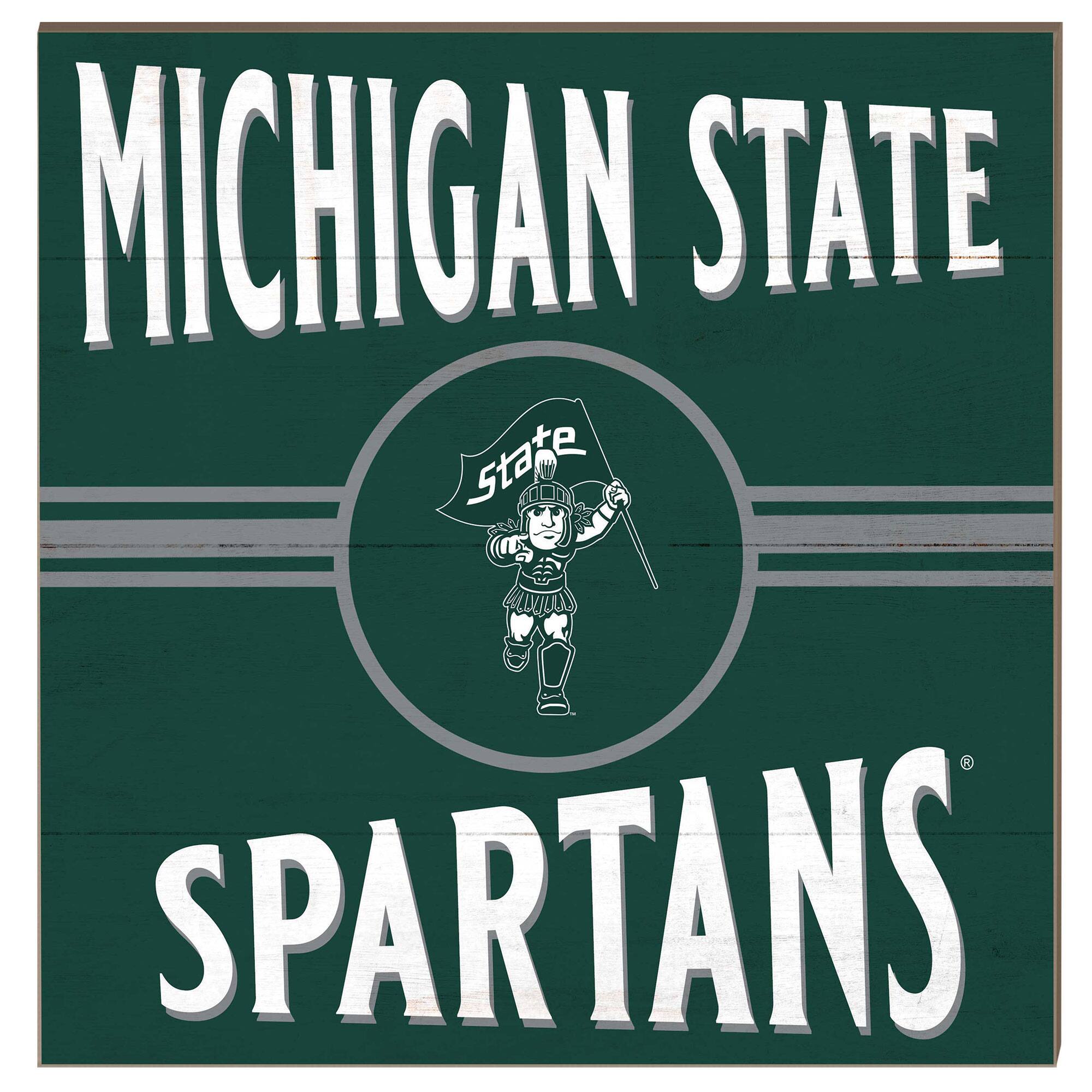 Michigan State Spartans 10'' x 10'' Retro Team Sign