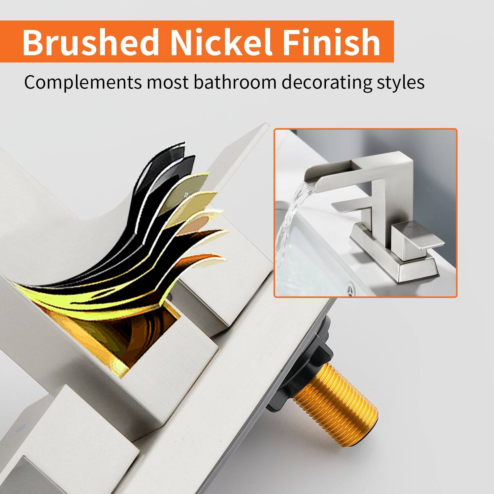 Brushed Nickel Finish  
Complements most bathroom decorating styles
