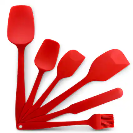 Front. Cheer Collection - Silicone Spatula Set - 6pc Kitchen Spatula Set, Heat Resistant Spatulas for Cooking, Nonstick Rubber Spatulas Silicone - Red.