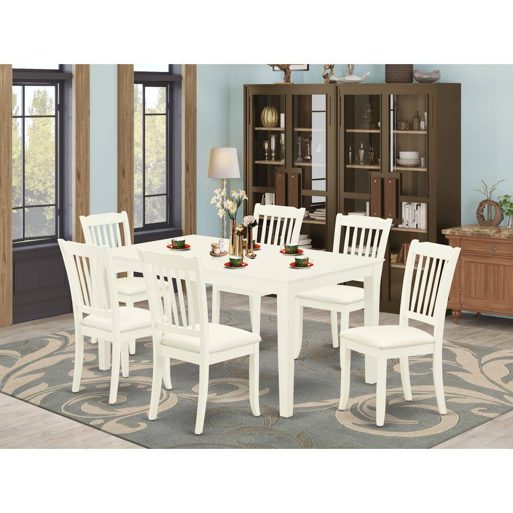 Left. East West Furniture - Dining Room Set Linen White - Brown.