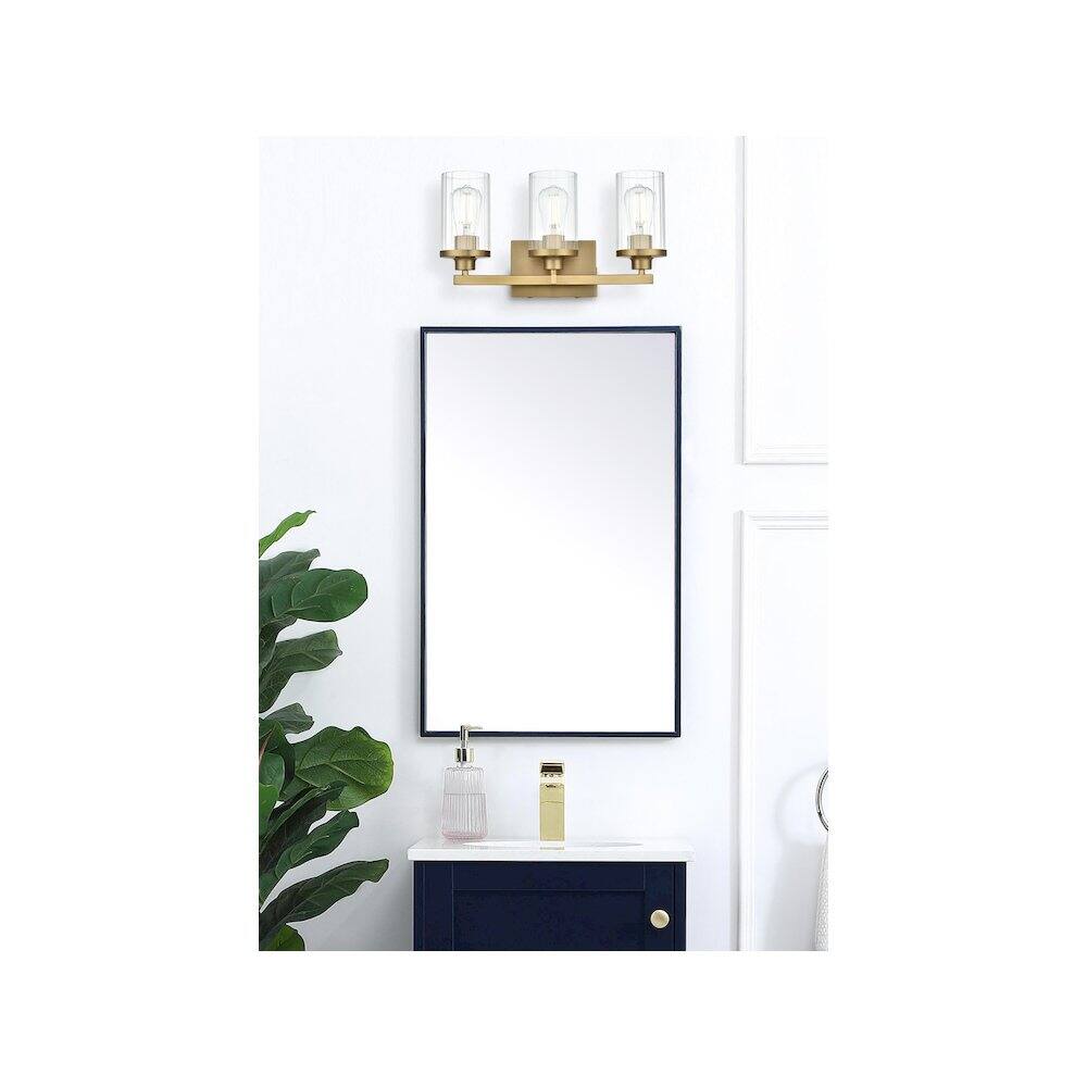 Alt View 4. Living District - Thane 18 inch Wall Sconce in Satin Gold - Satin Gold And Clear.