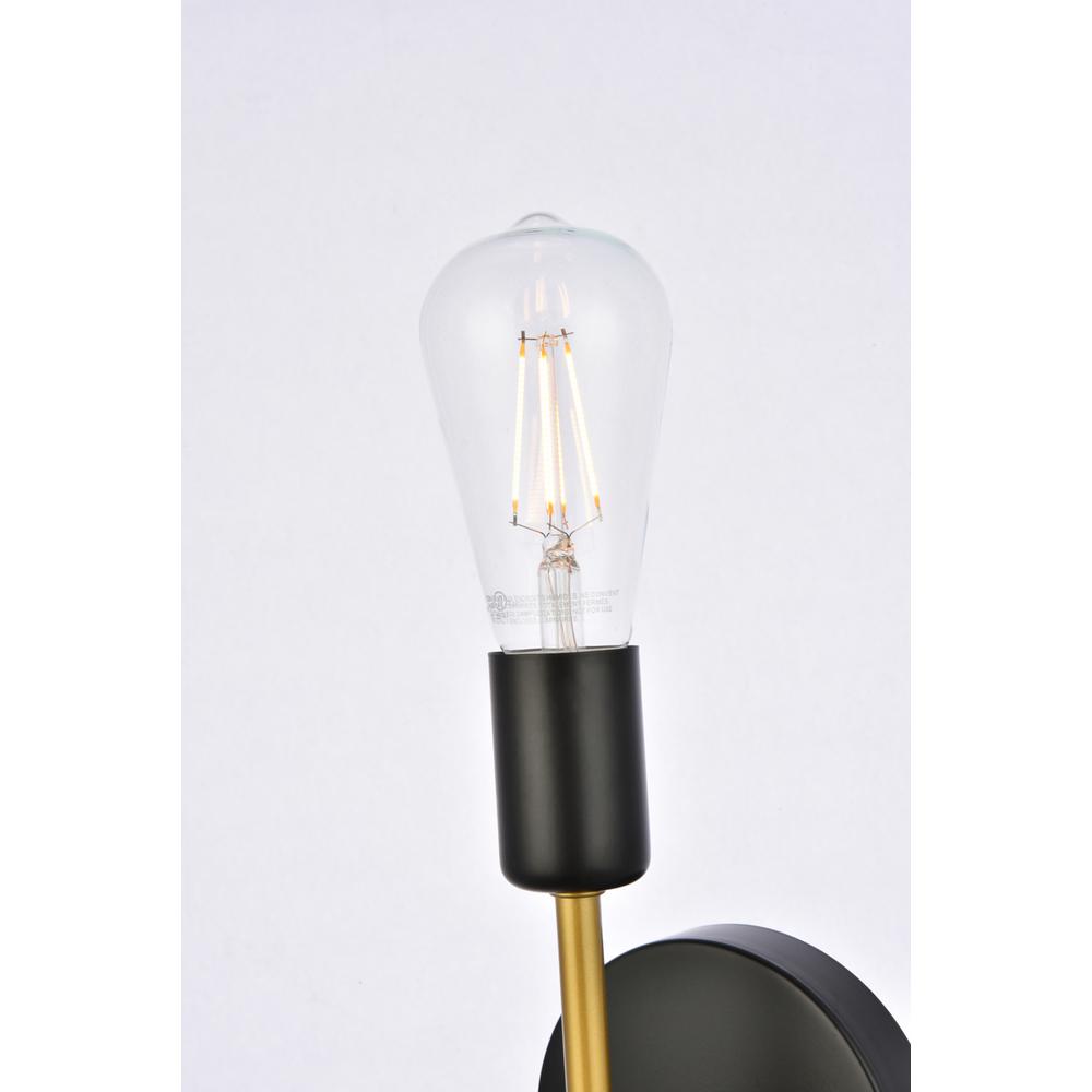Alt View 3. Living District - Keely 1 light black and brass wall sconce - Black And Brass.