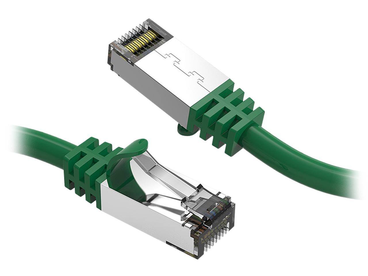 Front. Nippon Labs - Nippon Labs Cat8 RJ45 2ft Ethernet Cable, Shielded 40Gbps 2000MHz, In/Outdoor, Weatherproof S/FTP (Green).