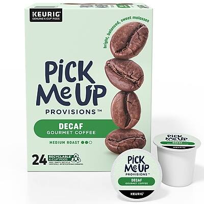 KEURIG GENUINE KCUPPODS
Pick Me Up Provisions™
Decaf Gourmet Coffee
Medium Roast
Bright, smooth, sweet molasses
24 Recyclable K-Cup Pods
Pick Me Up Provisions™
Decaf Gourmet Coffee
Medium Roast