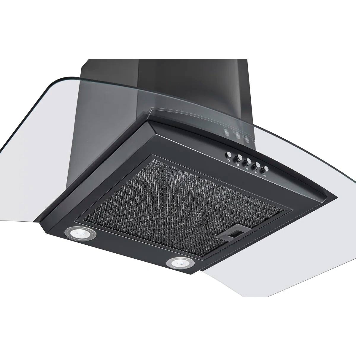 Angle. Winflo - Winflo 30 inch Convertible 300 CFM Black Steel Wall Mount  Range Hood - Black.
