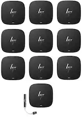 Front. HP - HP Thunderbolt 280W G4 Docking Station (4L1N6AV#ABA) Bundle with DKZ Hub USB-C, HDMI, Ethernet & USB-A (10-Pack) - Black.