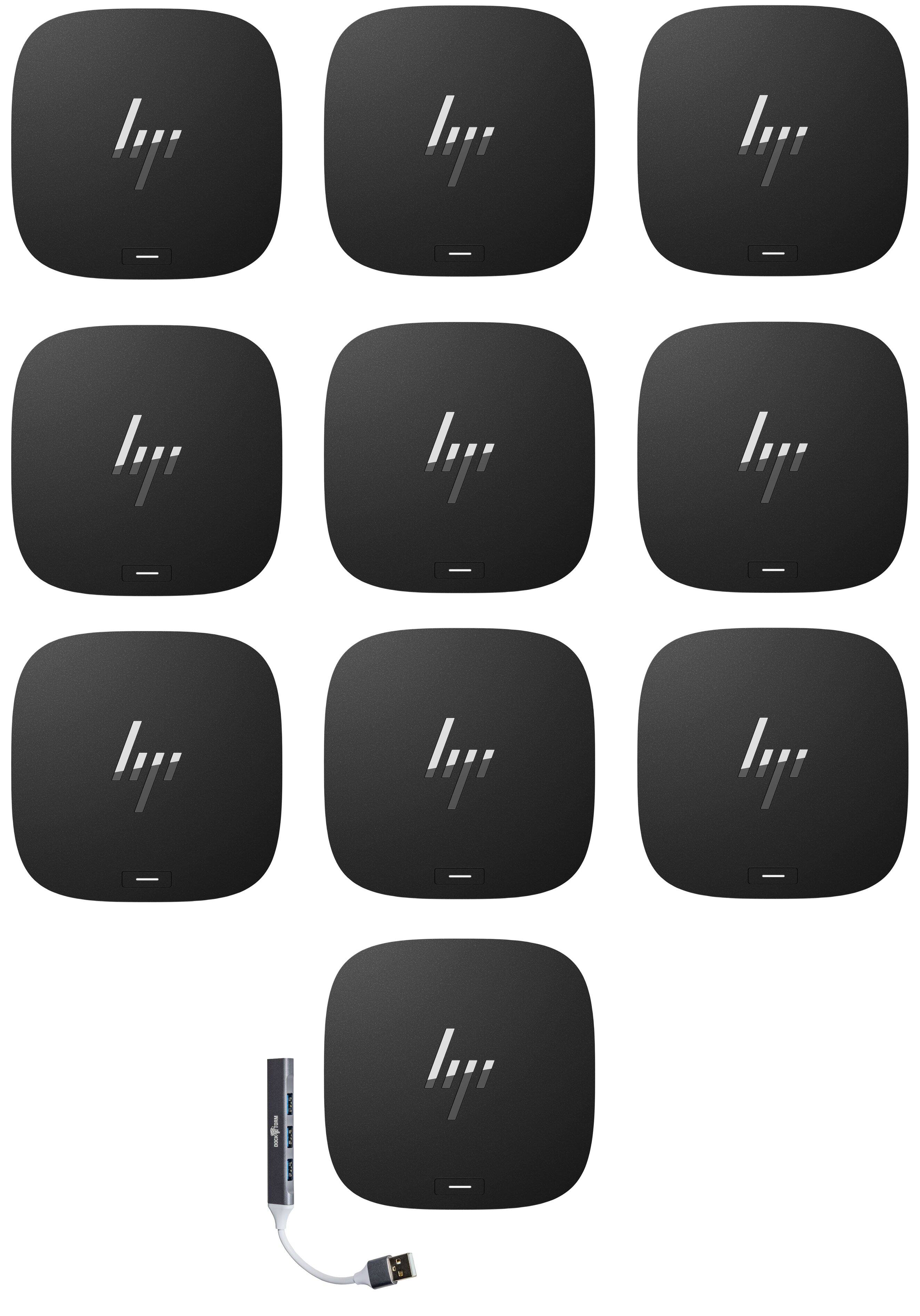 Front. HP - HP Thunderbolt 280W G4 Docking Station (4L1N6AV#ABA) Bundle with DKZ Hub USB-C, HDMI, Ethernet & USB-A (10-Pack) - Black.
