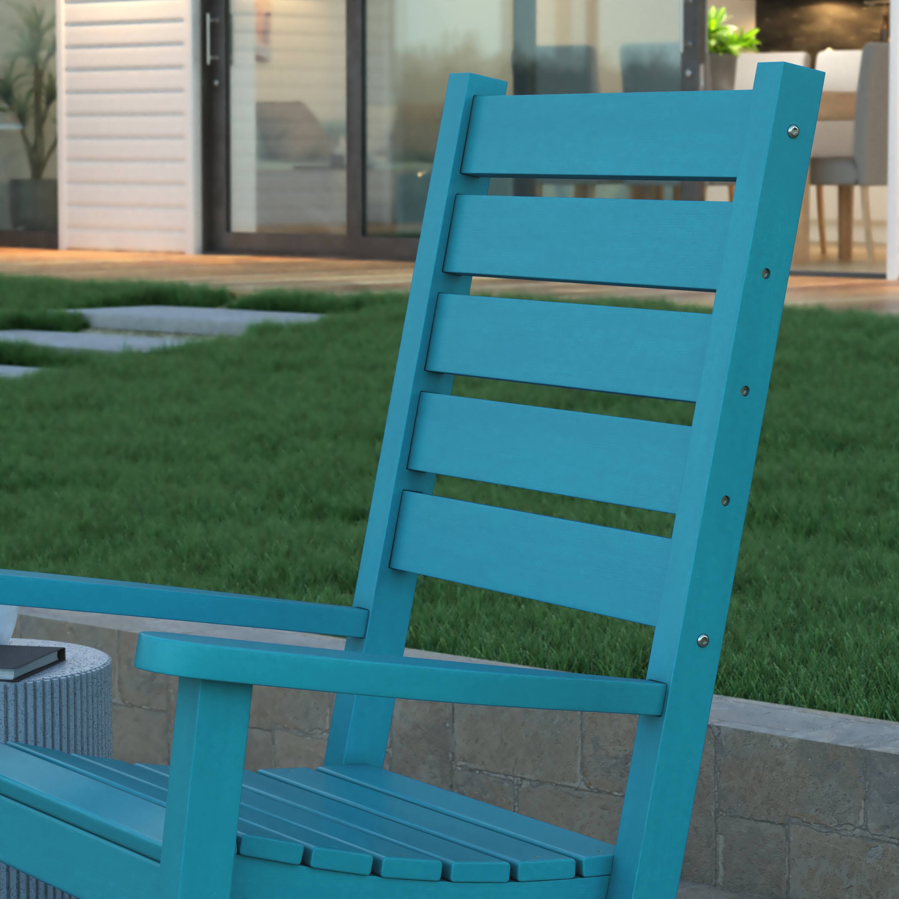 Alt View 5. Emma + Oliver - Florian Set of 2 Contemporary Rocking Chairs, All-Weather HDPE Indoor/Outdoor Rockers - Blue.