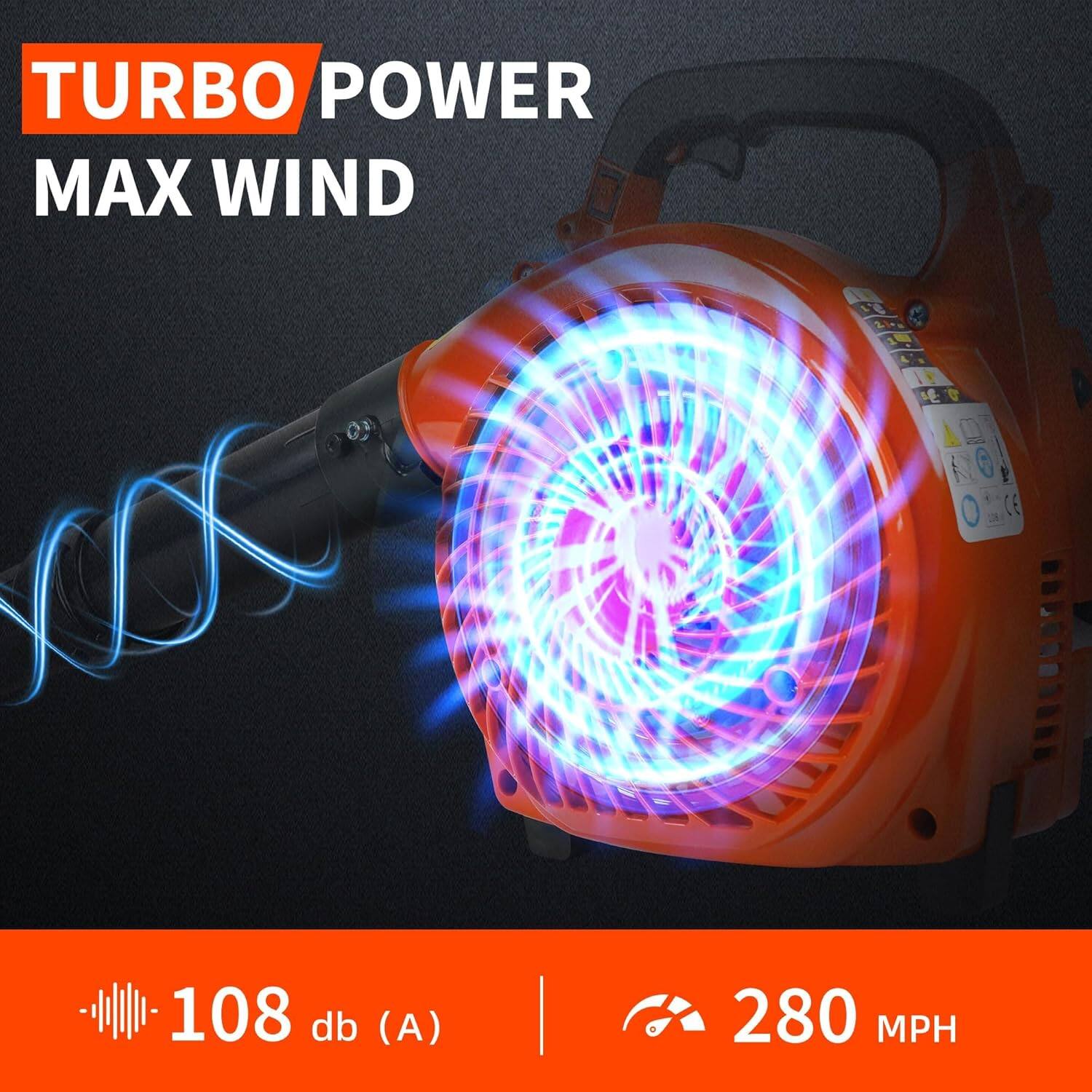 TURBO POWER  
MAX WIND  

108 db (A)  
280 MPH