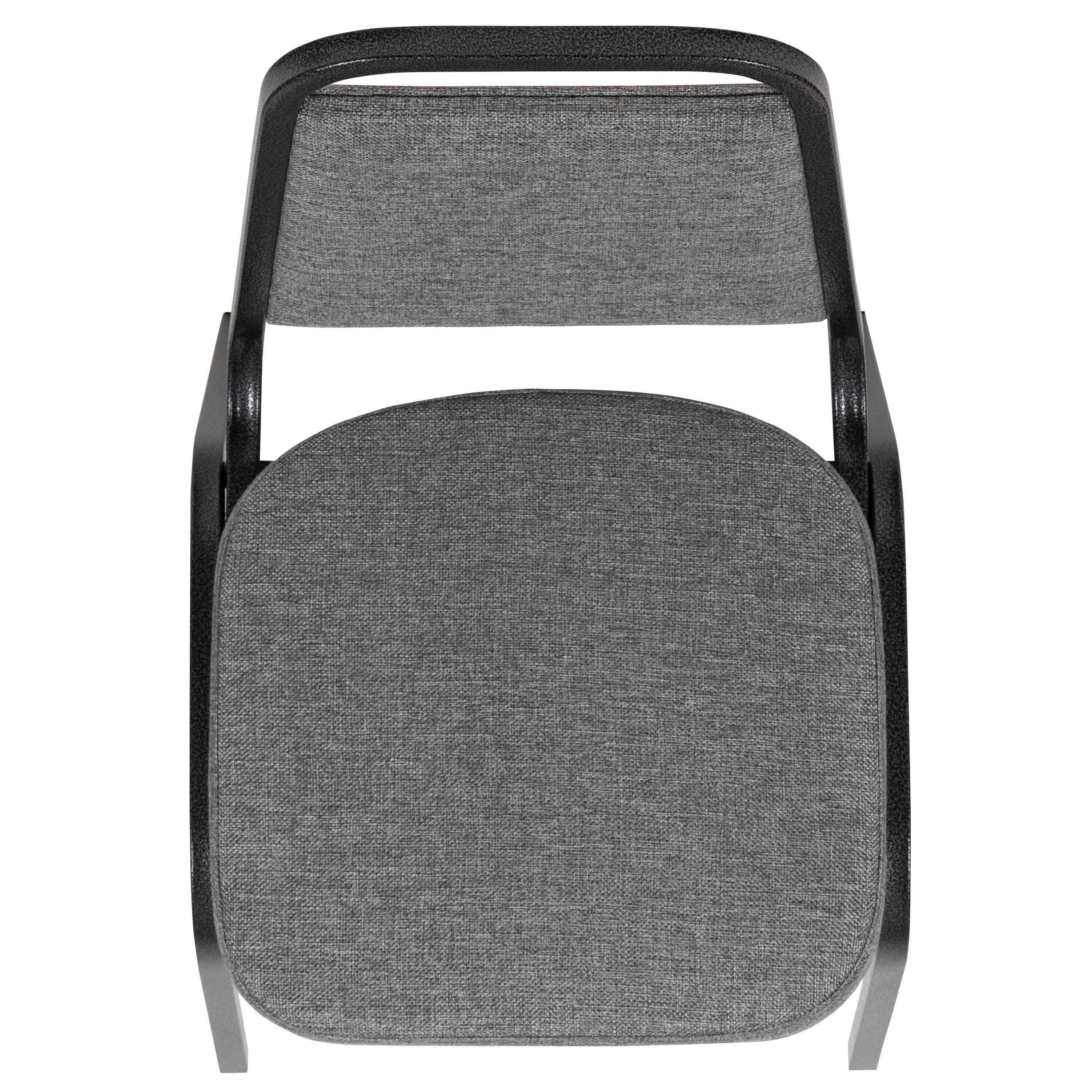 Alt View 9. Emma + Oliver - 4 Pack Trapezoidal Back Stacking Banquet Chair - Gray Fabric/Silver Vein Frame.
