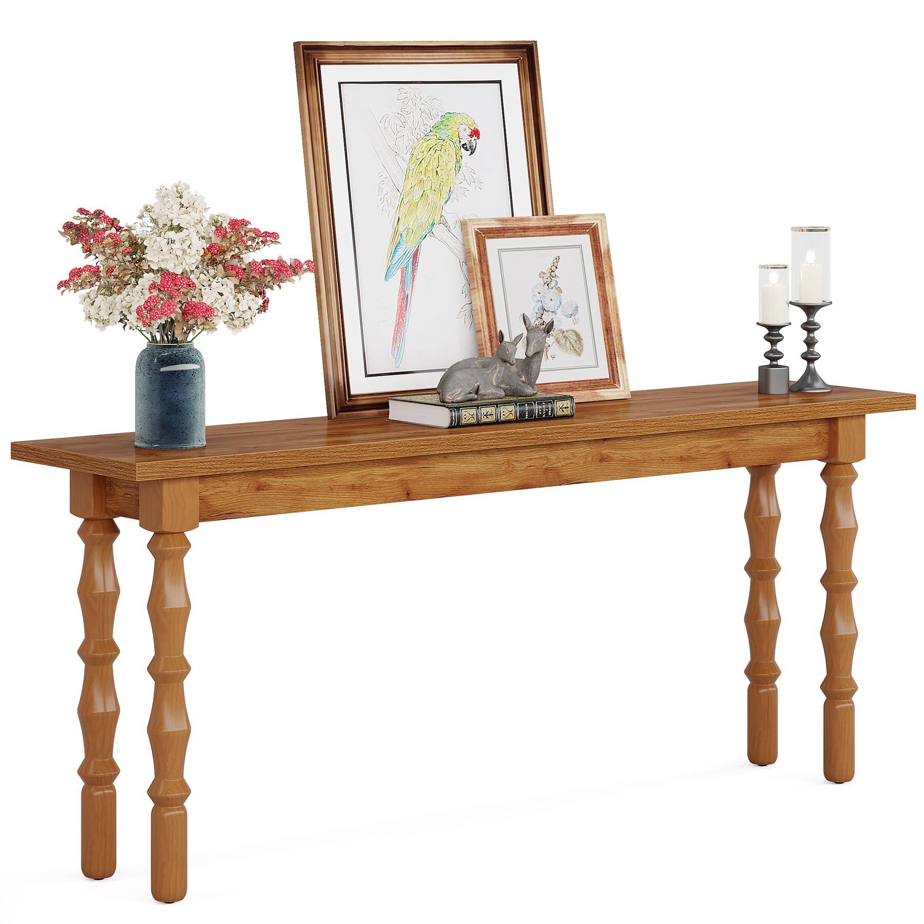 Alt View 5. Tribesigns - 70.9-Inch Extra Long Console Table for Entryway, Narrow Sofa Table Behind Couch with Solid Wood Legs, Entry Accent Table - Brown.