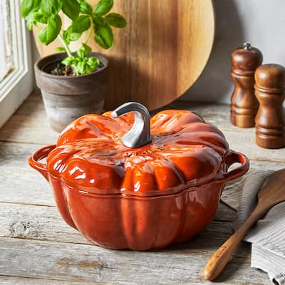 Staub Cast Iron 3.5 qt Pumpkin Cocotte with Stainless Steel Knob Staub Cast Iron 3.5 qt Pumpkin Cocotte with Stainless Steel Knob