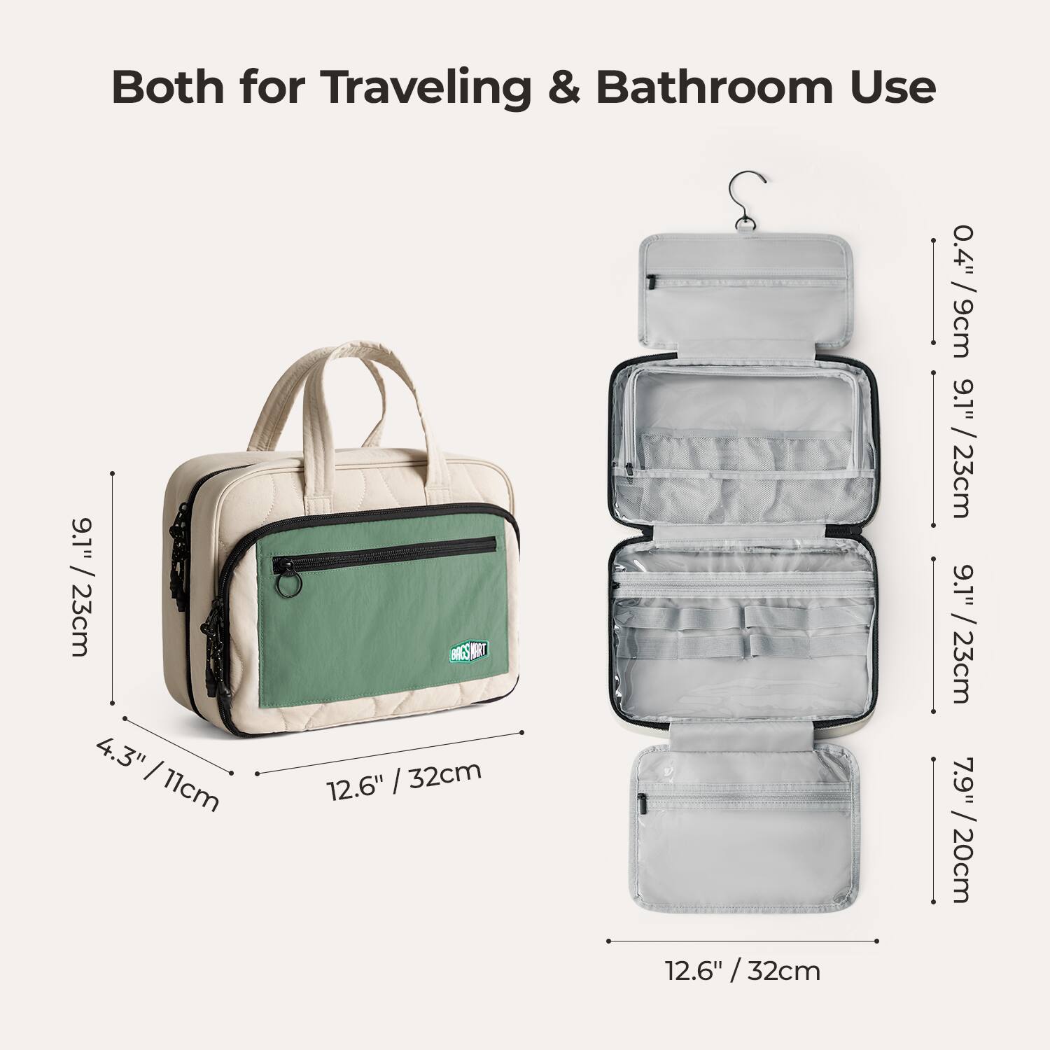 Both for Traveling & Bathroom Use

0.4" / 9cm
9.1" / 23cm
4.3" / 11cm
12.6" / 32cm

BRESSMAT

12.6" / 32cm
7.9" / 20cm