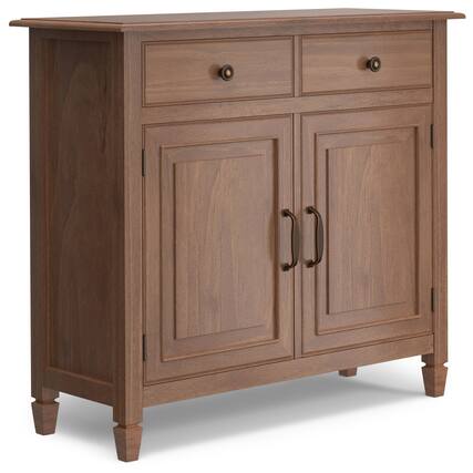 Front. Simpli Home - Connaught Entryway Storage Cabinet - Medium Saddle Brown.