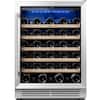 Front. Yeego - 24 Inch Wine Cooler, 52 Bottle Wine Cooler Refrigerator Built-in or Freestanding, for Home Kitchen,Bar - Stainless Steel.