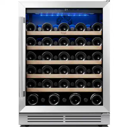 Front. Yeego - 24 Inch Wine Cooler, 52 Bottle Wine Cooler Refrigerator Built-in or Freestanding, for Home Kitchen,Bar - Stainless Steel.