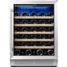 Yeego - Wine Fridge, 24 inch Wine Refrigerator, 61-Bottle 40-65°F,Glass Door, Built in, for Home Bar Office - Stainless Steel