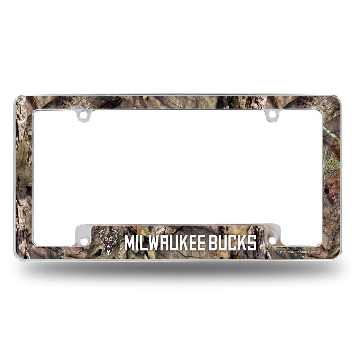 Milwaukee Basketball Bucks Chrome Metal License Plate Frame Camouflaged Camo Design