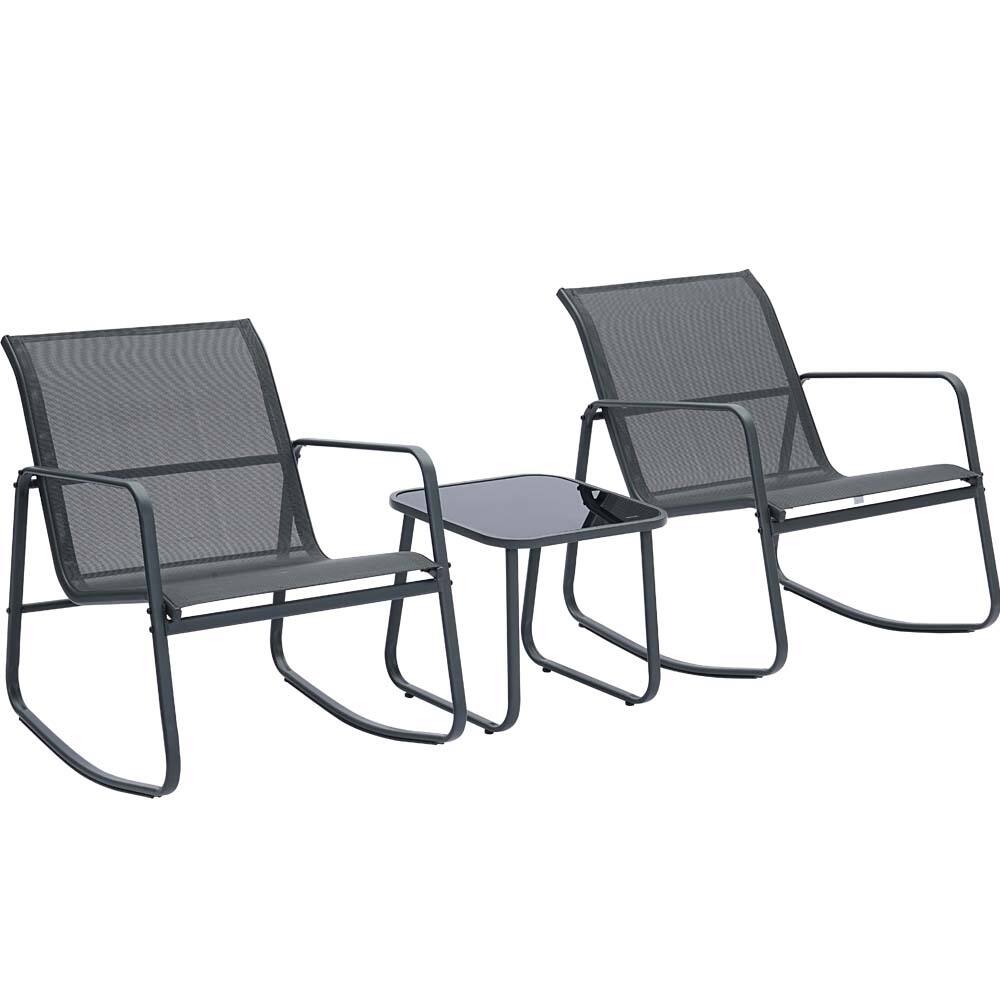 Back. Ainfox - Ainfox 3 Piece Patio Furniture Set, All Weather Textile Outdoor Conversation Set - Black.