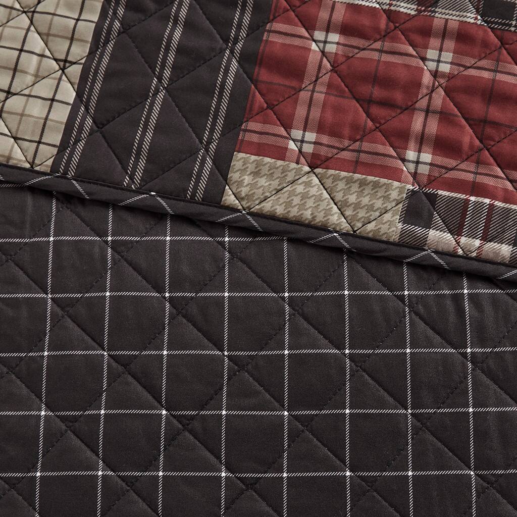 Alt View 5. Gracie Mills - Gracie Mills Otha 3 Peice Plaid Reversible Quilt Set - Red/Black.