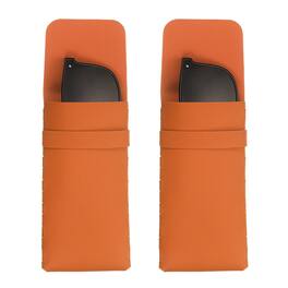 Unique Bargains - 2pcs Soft Glasses Case Leather Flap Closure Pouch for Eyewear Travel Sport Work - Orange Red