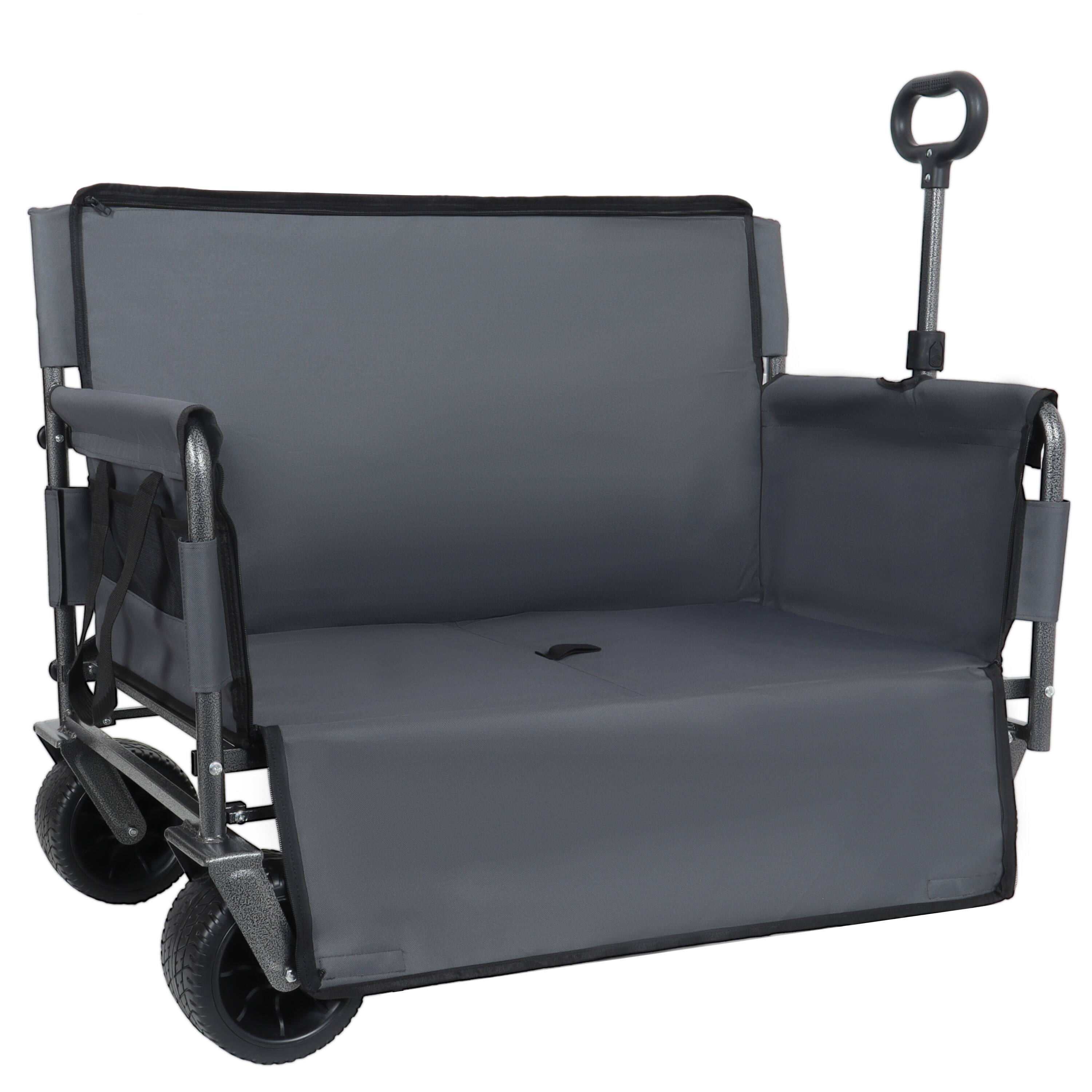 Left. Mondawe - 3-in-1 Convertible Folding Wagon Utility Carts w/ 500LBS Capacity, 180L Space, All-Terrain Wheels for Outdoor Use - Gray.