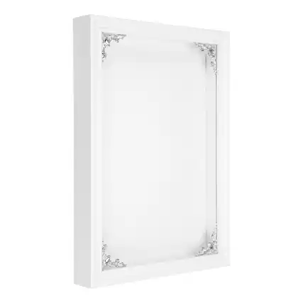 Front. Unique Bargains - Shadow Box Frame, 11.7x8.2 Inch Wooden Display Case with Clear Glass for Photo Memorabilia Dried Flower - White.
