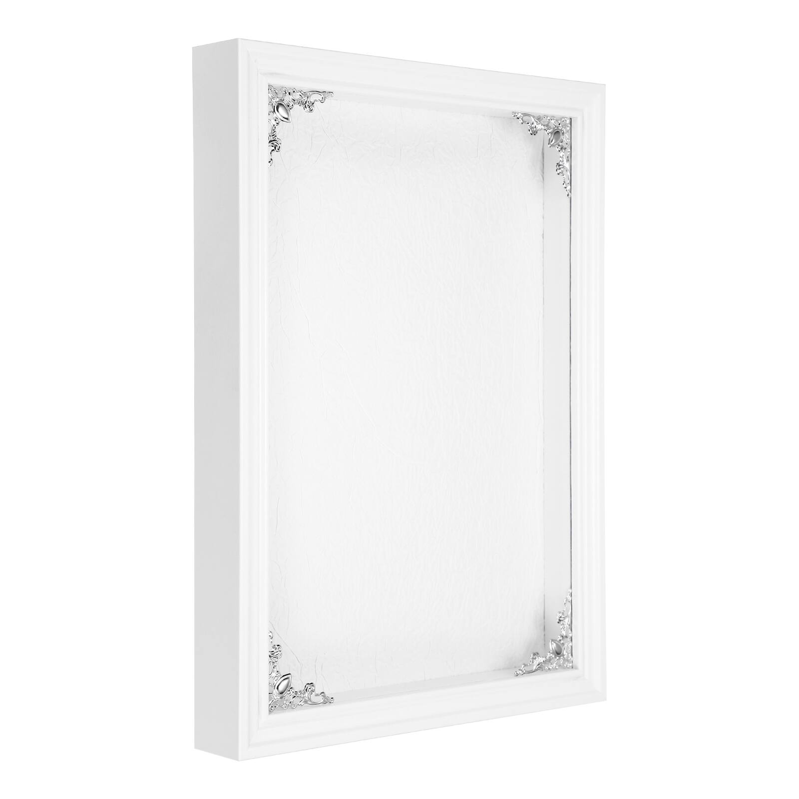 Front. Unique Bargains - Shadow Box Frame, 11.7x8.2 Inch Wooden Display Case with Clear Glass for Photo Memorabilia Dried Flower - White.
