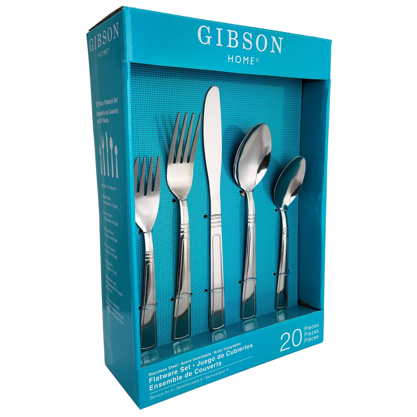 Gibson - Home Creston 20 Piece Flatware Set with Tumble Finish - Silver