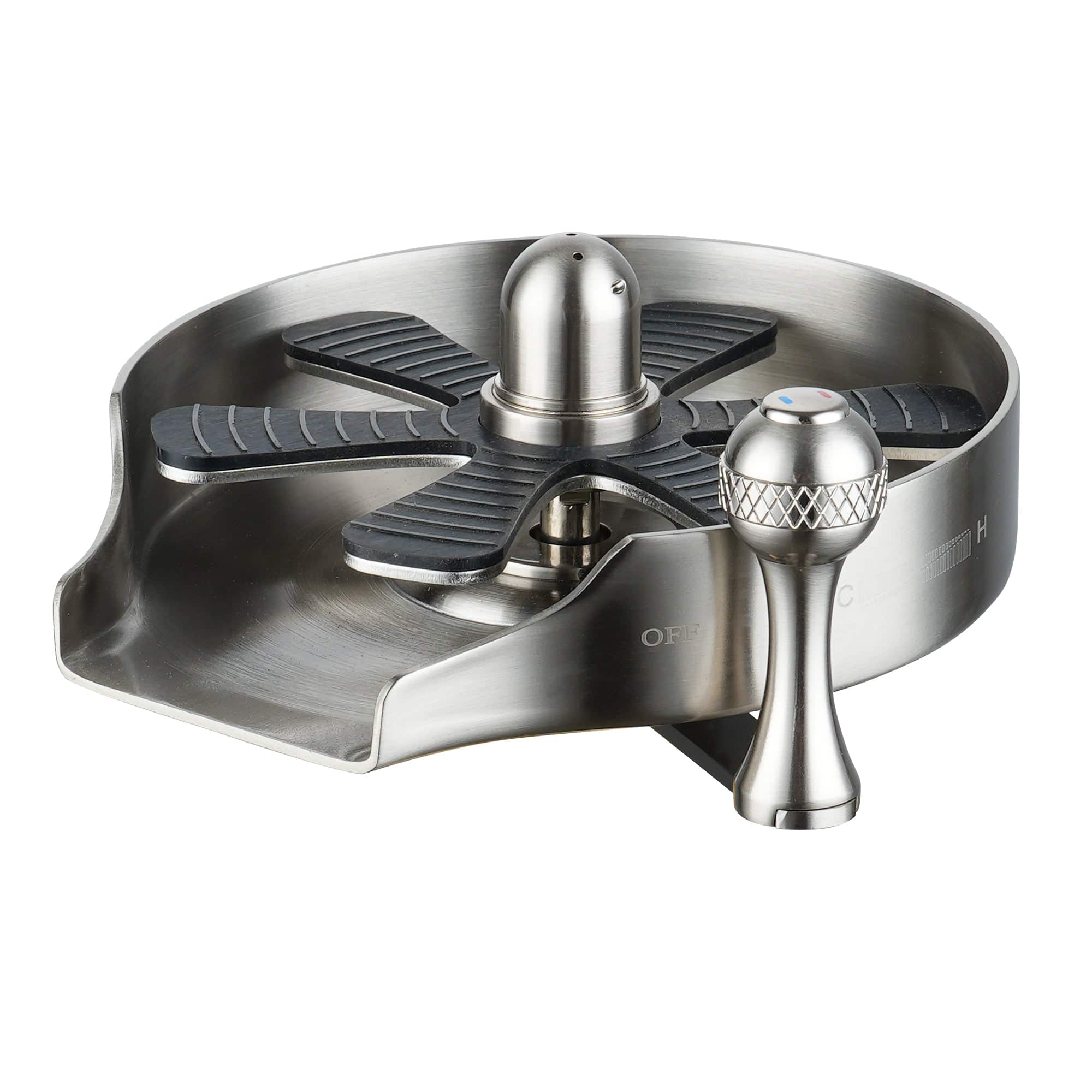 5 in. Stainless Steel Glass Rinser with Hot and Cold Water Supply Hoses and T-shaped 3 way Connectors