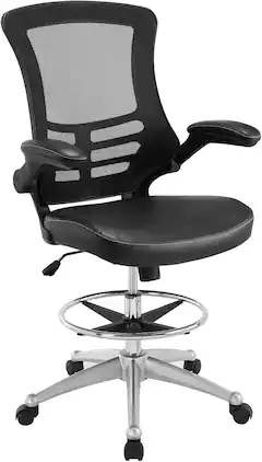 Platinum-Level - Drafting Chair with Lumbar Support and Breathable Mesh Back - Black