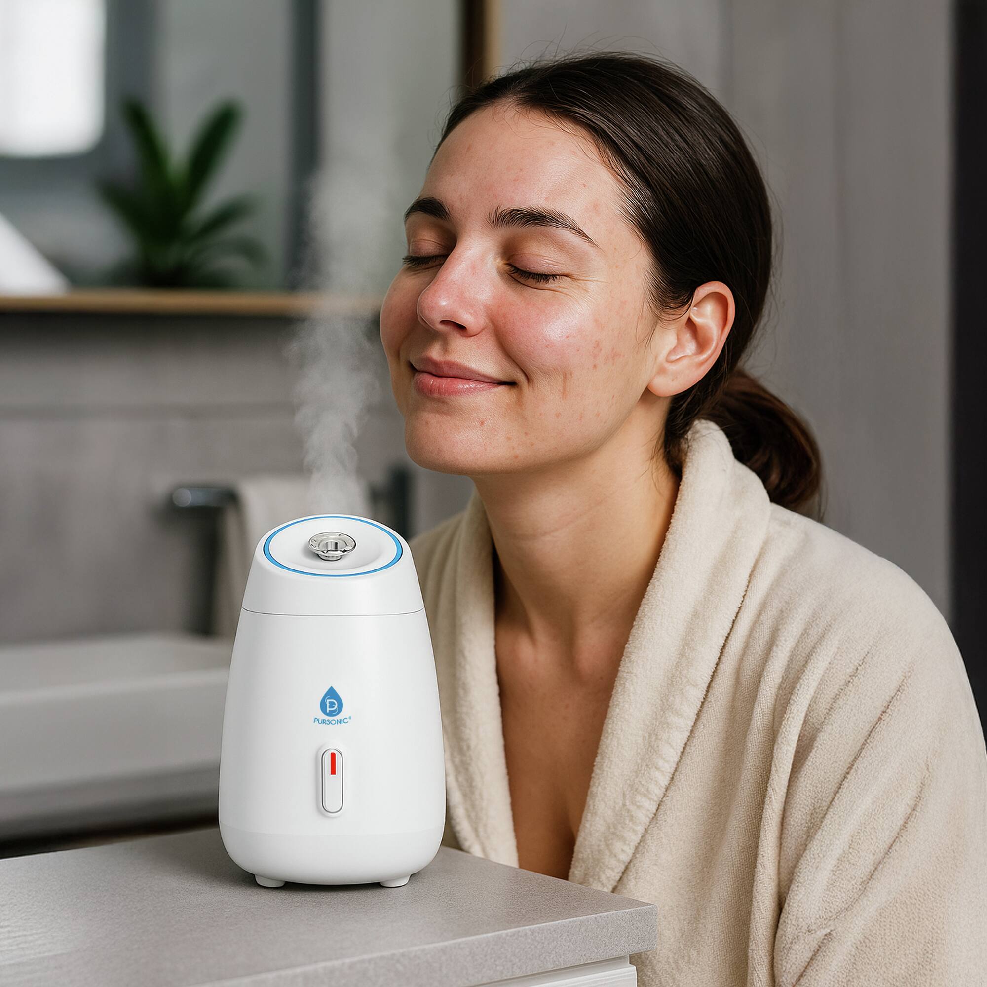 Angle. Pursonic - Glow & Go Skincare Essentials Bundle: Nano Facial Steamer + Clean Facial Towels.