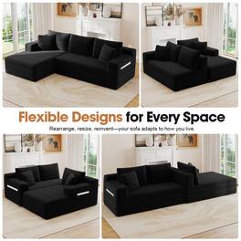 Anysun - 94.5" L-Shape Cloud Modular Sectional Sofa with Left Chaise-Deep-Seat Corner Couch, No Assembly for Living Room&Bedroom - Black