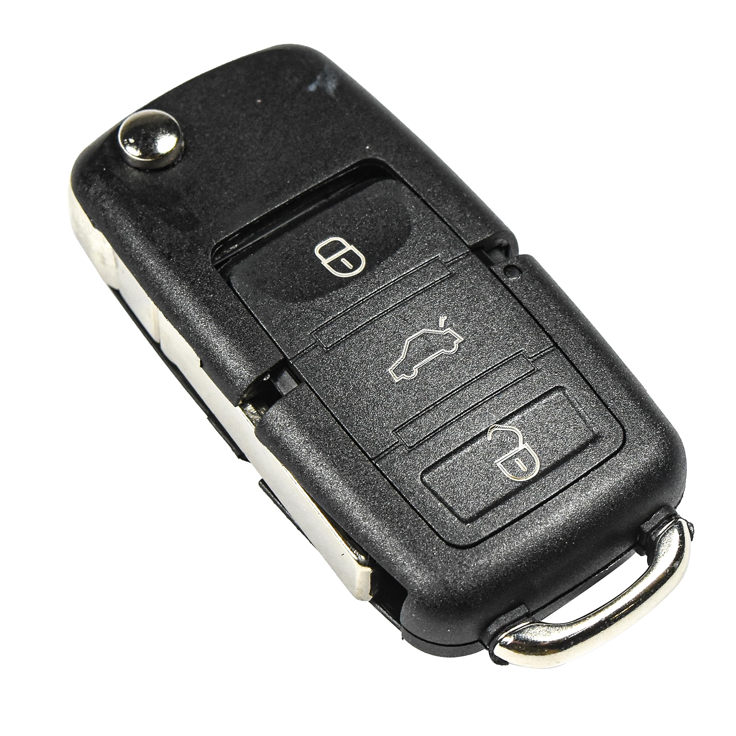Back. HQRP - Flip Key Fob Remote Shell Case with 2 Batteries for Volkswagen Jetta 2006-2011, 4-Button Smart Key Cover - Black.