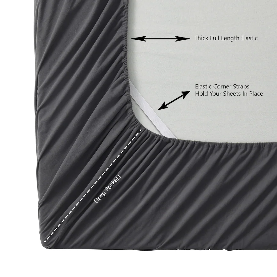Sweet Home Collection Solid Flannel Fitted Sheet, Bottom Sheets with ...