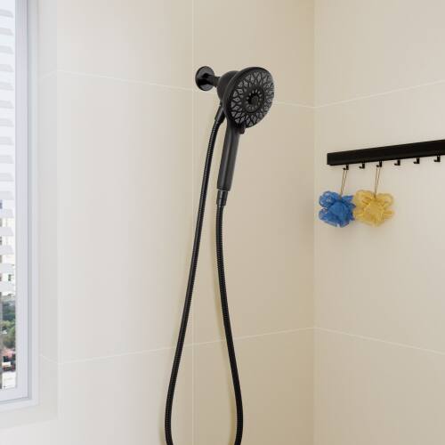 Alt View 1. MOOSOO - High Pressure Shower Head 6 Spray Mode, Magnetic Shower Head for Bathroom, Handheld Shower with 60" Stainless Steel Hose - Black.