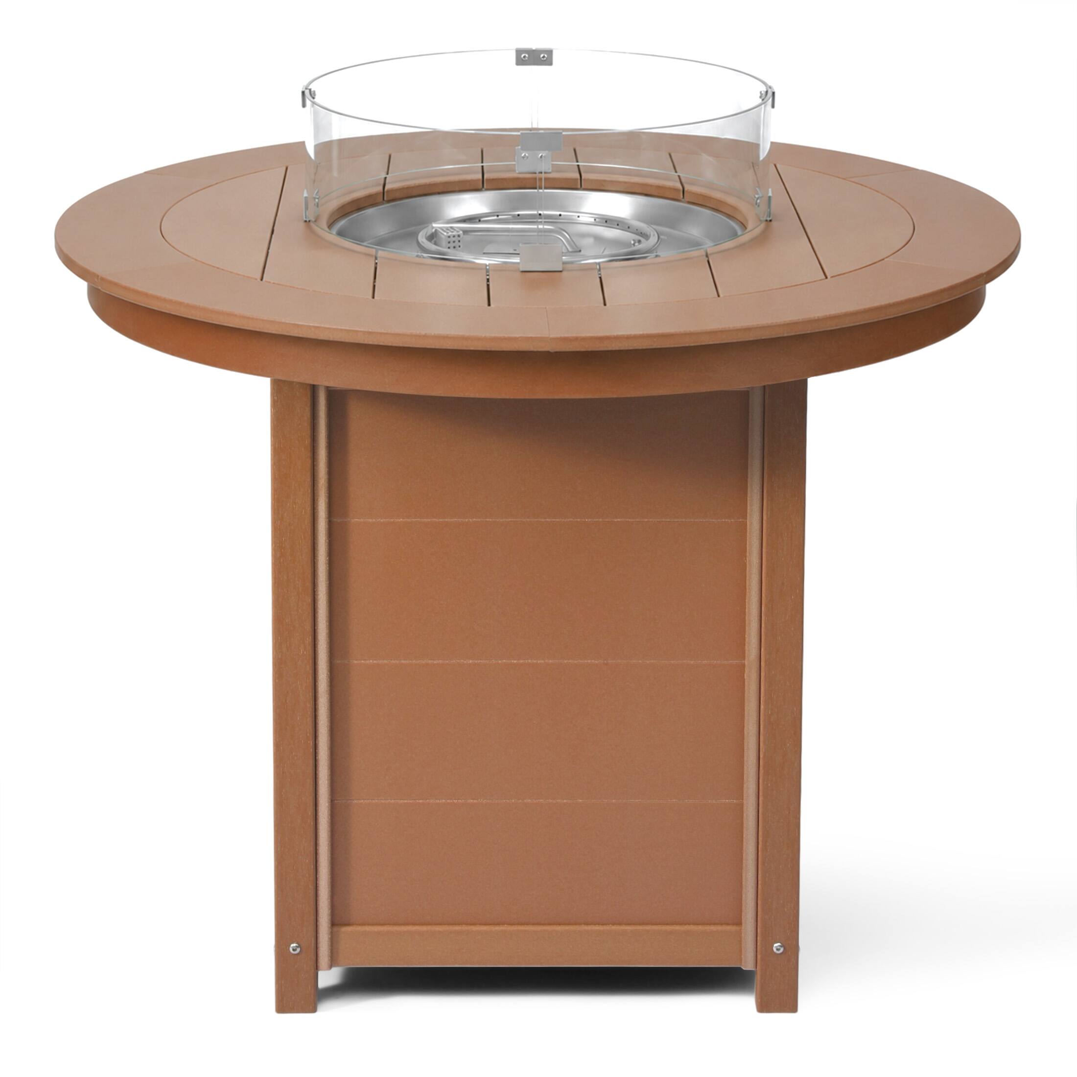 Alt View 1. WestinTrends - WestinTrends Helios 47" Modern Outdoor Patio Propane Round Counter Height Fire Pit Table - Teak.