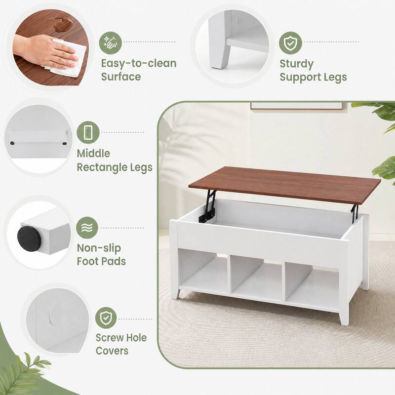 Easy-to-clean Surface  
Sturdy Support Legs  
Middle Rectangle Legs  
Non-slip Foot Pads  
Screw Hole Covers