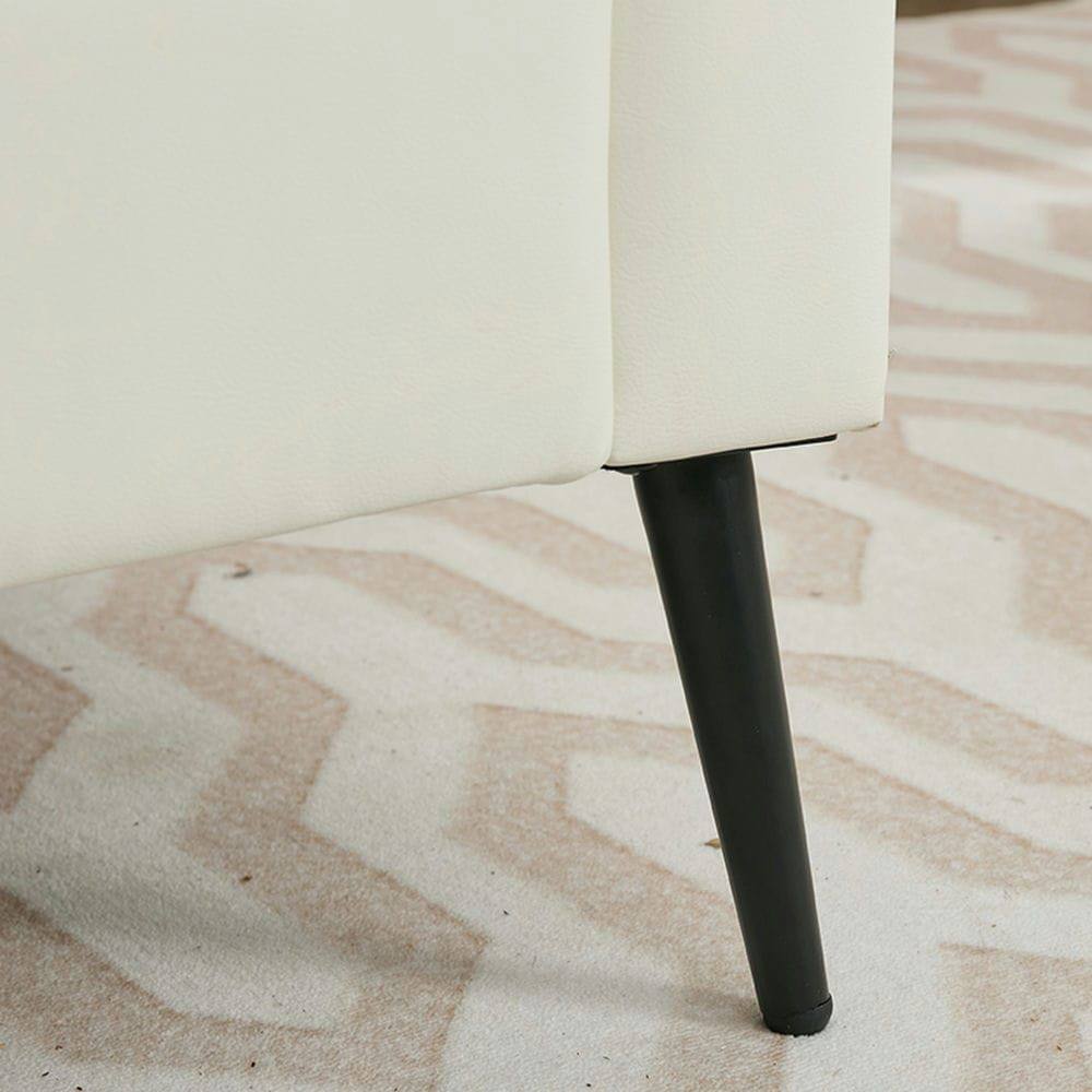 Alt View 7. Kadyn - Faux Leather Upholstered 2-Piece Sofa Set, Nordic Retro Style Casual Sofa Chair for Living Room, Cream White - White.