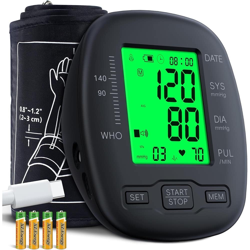 RTMB - Upper Arm Blood Pressure Monitor, Adjustable Cuff, Backlit Screen, Voice - Black