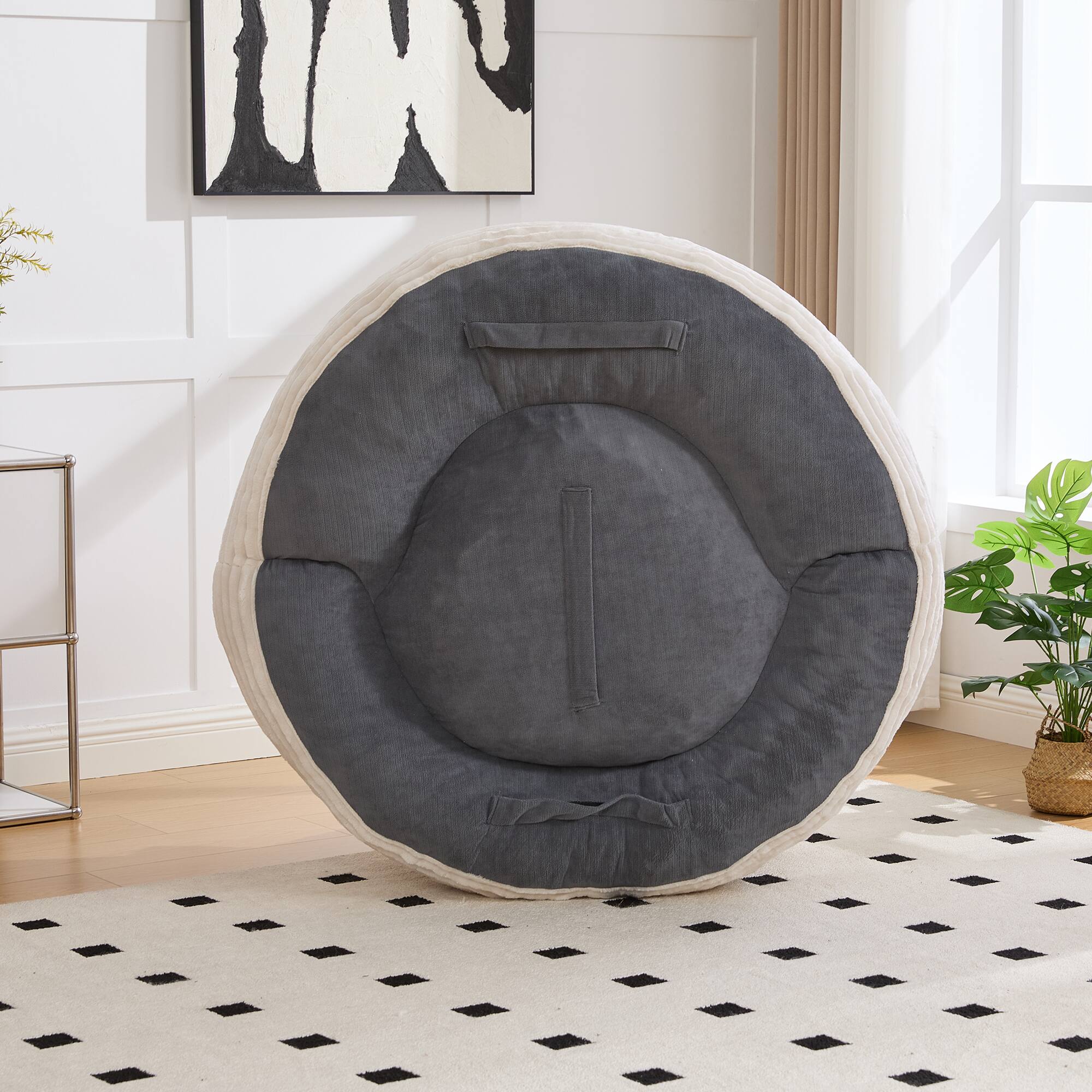 Alt View 9. Meqiodas - Bean Bag Chairs, Bean Bag Sofa for Adults, Kids,Oversized Corduroy Bean Bag Chair with 3 Pillows & Armrest - Beige.