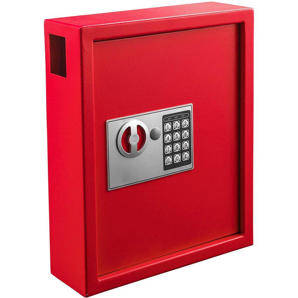 Front. AdirOffice - Steel Digital Key Cabinet, 40-Key Capacity with Programmable Lock - Red.